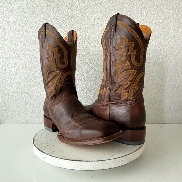 Rod Patrick Mens Cowboy Boots 12.5EE Perro Loco Brown Leather Western Square Toe - Picture 12 of 12